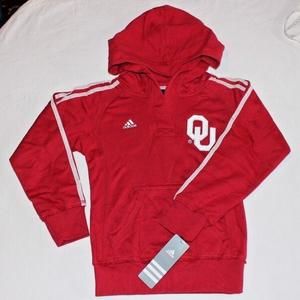 NWT YOUTH SIZE NCAA OKLAHOMA UNIVERSITY SOONERS PLACKET PULLOVER HOODIE S, M, L